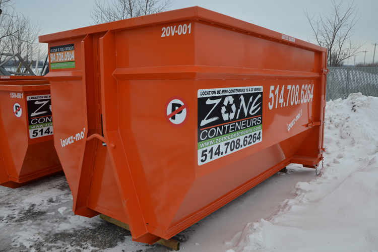 Location de conteneur 20 verges cube - Zone Conteneurs Inc. - Mirabel, Montréal